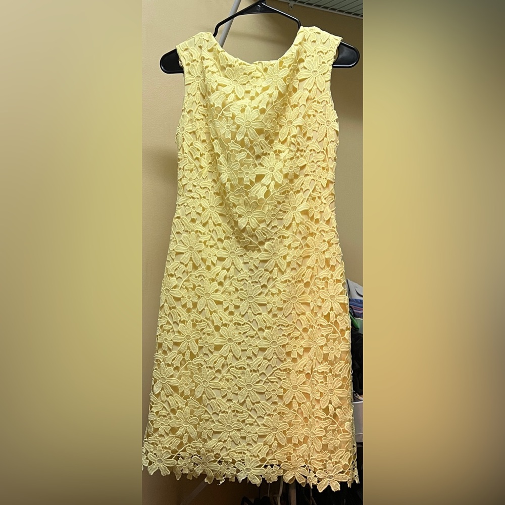 Ralph Lauren Floral Lace Yellow Dress size 4